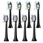 8pcs Toothbrush Heads Compatible with Philips Sonicare Electric Toothbrush, 4pcs Precision Clean and 4pcs Whitening Clean Brush Heads,Black