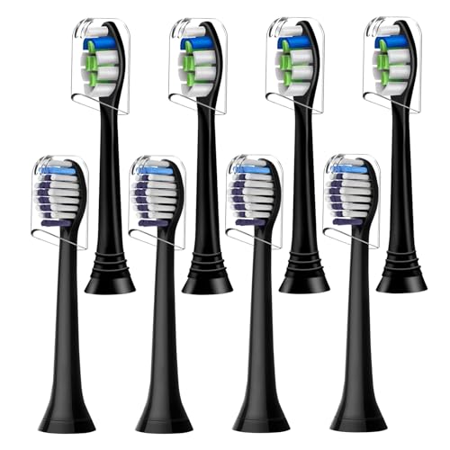 8pcs Toothbrush Heads Compatible with Philips Sonicare Electric Toothbrush 4pcs Precision Clean and 4pcs Whitening Clean Brush Heads Black