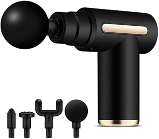Mini controle lcd arma de massagem profunda massageador muscular dor corporal pescoço massagem exercício relaxamento emagrecimento moldar alívio da dor… (Preto)