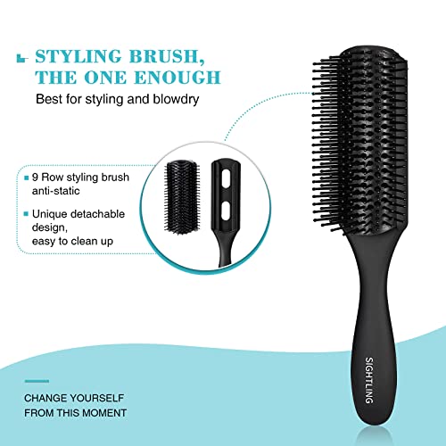 Sightling 4Pcs Paddle Hair Brush Set, Detangling Brush And Hair Comb Set For Men And Women, Great On Wet Dry Long Thick Thin Curly Natural Hair #TOP3