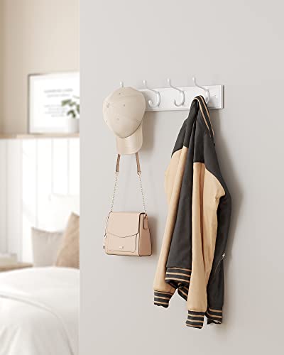 Songmics Wall-Mounted Coat Rack, Hook Rack, 4 Dual Metal Hooks, For Coats, Bags, Keys, In The Entryway, Bedroom, Living Room, White Ulhr23Wt #TOP6