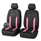 4PCS Cooling Car Seat Covers,Breathable Front Seat Covers with Mesh Construction and Foam Padding,Car Seat Protector to Reduce Back Sweating,Universal Car Interior for Car SUV (Pink)