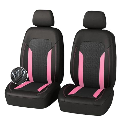 4PCS Cooling Car Seat Covers,Breathable Front Seat Covers with Mesh Construction and Foam Padding,Car Seat Protector to Reduce Back Sweating,Universal Car Interior for Car SUV (Pink)