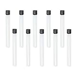 HUAOU 10pcs 16x150mm Glass Test Tubes, 15ml Boro Clear Propagation Tube for Plants, Tube Vials Container with Black Screw Cap, Scientific Experiment Candy Storage Crafts Small Bottle Jars