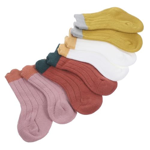 SHOWERORO 4 Double Pack Toddler Socks Girls Boys Baby Cotton Short Ankle Socks Set