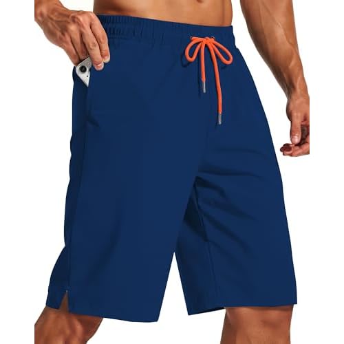 11 Inch Men Swim Trunks with Mesh Lining Quick Dry Breathable for Summer Beach Cruise Water Park Gym Running Medium Solid Navy