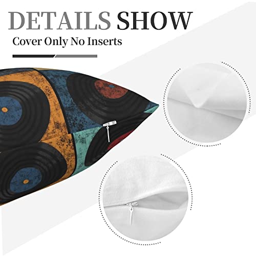 Classic Colorful Rock Vinyl Records Throw Pillow Cover Cozy Soft Home Decorative Square Pillow Cases For Party Sofa Couch Bed Cushion Cover 18X18 Inches #TOP5
