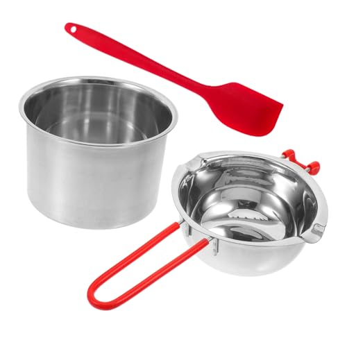 VALICLUD Olla para Derretir Chocolate y Mantequilla de Acero Inoxidable Baño María con Mango Ergonómico y Doble Vertedor para Repostería Velas y Queso y Olla Externa Color Color Aleatorio