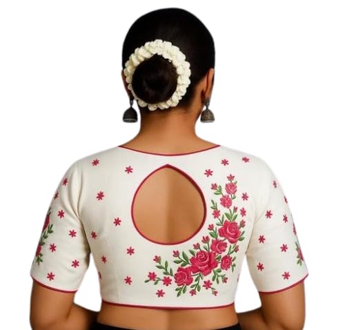 Women's White Floral Emroidery Readymade Short Sleeves BlouseComfortable, Breathable, Lightweight, Skin Friendly SL275-picture-21