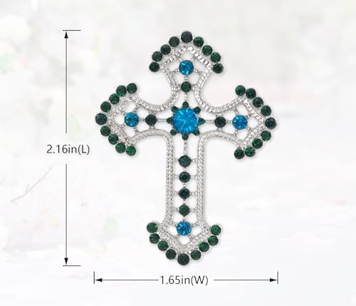 Image of Gyn&Joy Sparkle Crystal Rhinestones Holy Cross Brooch Pin Jewelry For Women Men