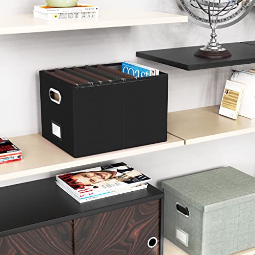 2 Pack File Storage Organizer Box,Filing Box,Portable File Box With Lid,Fit For Letter/Legal File Folder Storage,Black-Box Only #TOP5