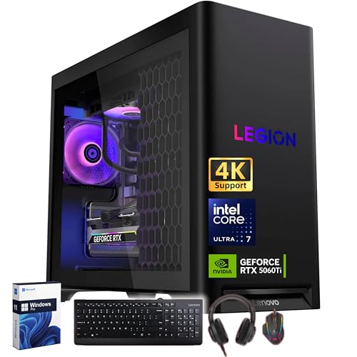 Image of Lenovo Legion Tower 5i 30L Desktop Computer Gaming PC, NVIDIA RTX 5060Ti(8GB GDDR7), Intel Ultra 7 265F(Max 5.3GHz), 64GB DDR5-5600 MT /S, 2TB SSD, Windows 11 Pro, KB & Mouse, Accessories