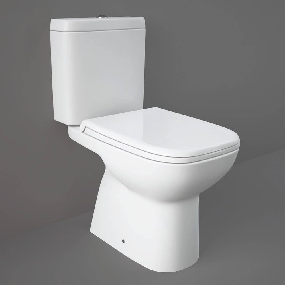 Coppia di sanitari monoblocco con scarico a pavimento e cassetta in ceramica, bidet FILOMURO e copriwc originale, ORIGIN