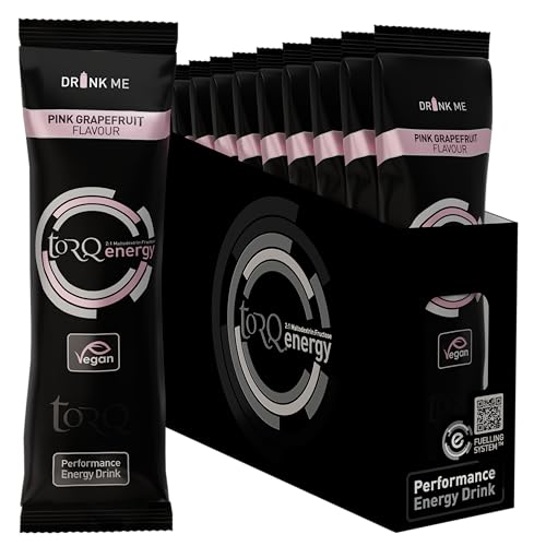 Torq Bebida energética Pomelo, isotónica - Polvo de electrolitos, alto contenido de carbohidratos 30 g por 500 ml y alto contenido de sodio - Paquetes de una sola porción - Caja de 15