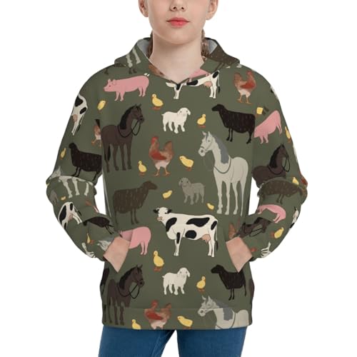 Farm Animals Kid Hoodies Boys Sweatshirts Girls Pullover with Pocket