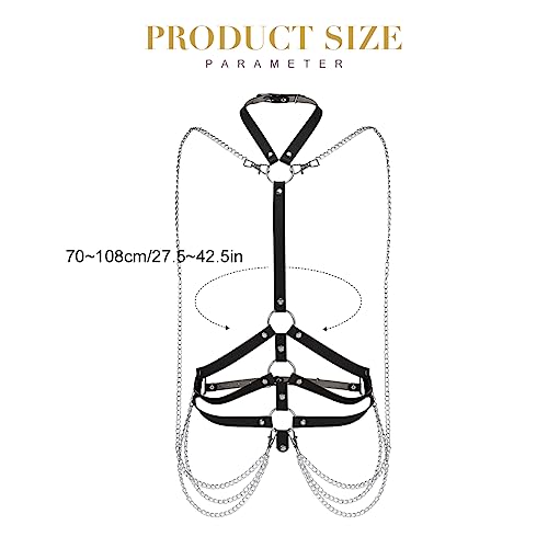 BODIY Fashion Harness Belt Plus Size Harness Waist Belts Punk Leather Body Harness for Women (Black)2