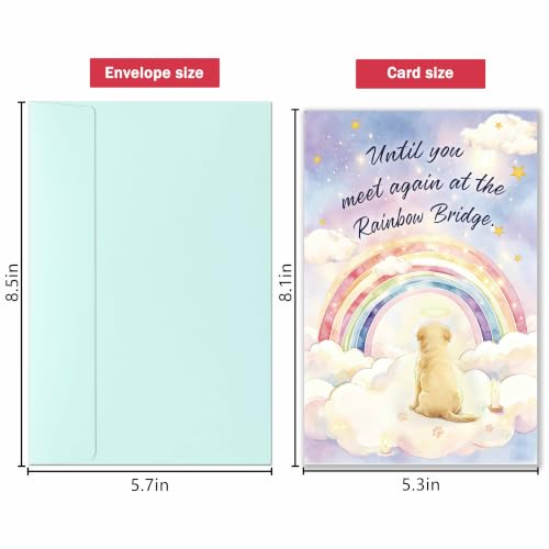 Image of Dog Loss Sympathy Card, Rainbow Bridge Pet Memorial Cards, Condolence Gift for Dog Owner, Pet Bereavement Greeting Card for Loss of Beloved Dog