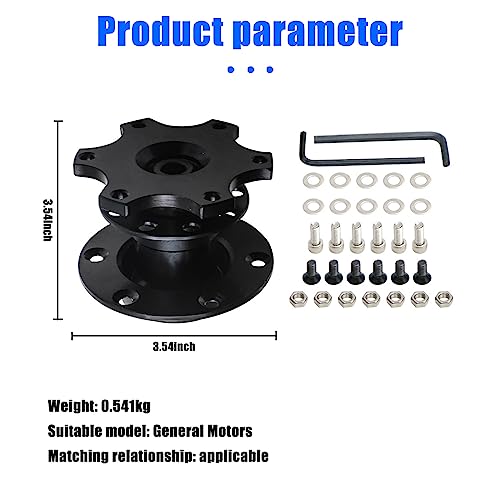 Sodcay 1 Pc Aluminum Steering Wheel Adapter, Quick Release Hub Adapter, 6 Hole Racing Modification Steering Wheel Device, Auto Universal Steering Wheel Heightening Accessories (Black) #TOP1