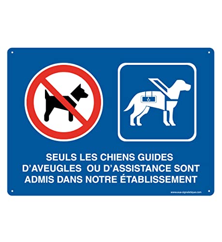 Panneau chiens guides d'aveugles - Signalisation accessibilit&eacute; handicap&eacute; Dibond - 2