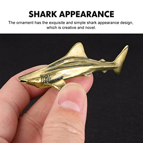 Healifty Brass Animal Figurine Miniature Brass Shark Animal Sculpture Bronze Collectibles Statues Brass Shark Figurines Chinese Feng Shui Decoration Housewarming Gift - Image 4
