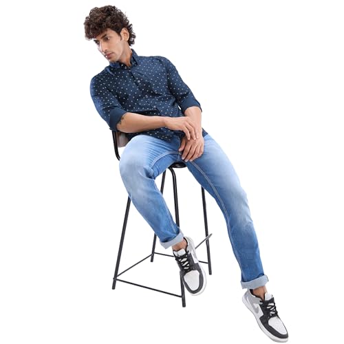 Image of Spykar Men's Slim Fit N /A Full Sleeve Printed Casual Shirts