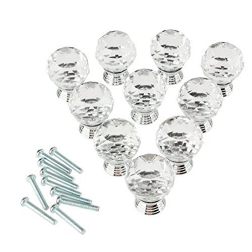Dealgladu00ae 10u00a0pcs 20u00a0mm redondo de cristal Gabinete pomos cajón armario muebles pomos tirador