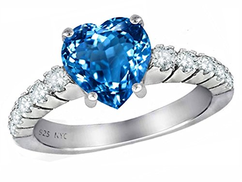 Star K Sterling Silver 8mm Heart Shape Promise Engagement Ring.