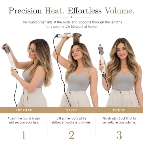 6-in-1 Air Styler & Hair Dryer Brush, 110,000 RPM Brushless Motor Hot Air Brush with Auto-Wrap Curlers, Fast Drying Ionic Blowout Brush, 360° Swivel Cord, LED Display & Storage Case - Image 4