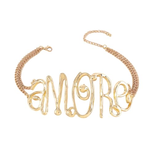 Fuqimanman2020 Love Choker Necklace Hip Hop Gold Silver Letter Statement Necklace for Women