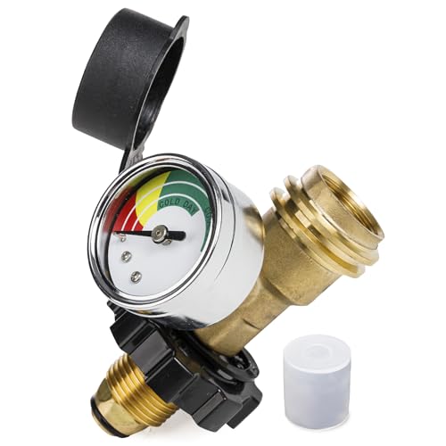 BlueStars [100% Solid Brass] 100 lb Propane Tank Adapter, POL Propane Gauge for 100 lb Propane Tank, Converts POL LP Tank Service Valve to QCC1/Type 1 - Old to New Connection Type