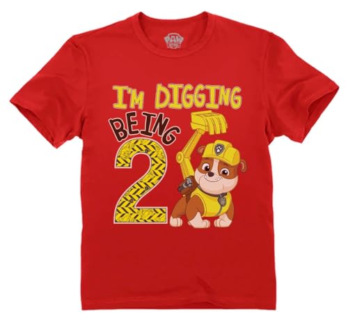Paw Patrol Digging Being 2 T-Shirt - Rubble 2nd Birthday Shirt for Toddler Boys - Cute Construction Theme Gift