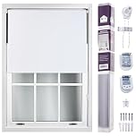 FURNISHED Roller Blinds Window Blackout Blind - 100% Black Out Thermal Fabric Easy Fit Fittings - Custom Made to Measure Blackout Blind Bedroom Bathroom Kitchen, White, Up to 240W x 210H cm