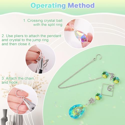 FACIACC 407 Stück Sonnenfänger Kristall, DIY Bastelsets Sonnenfänger, Hängender Regenbogen mit Kristallketten Tropfen Prisma für Innen- und Außenbereiche, Gartenfenster und Partydekoration