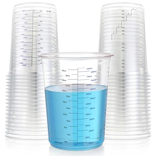 100 Vasos Medidores Desechables de Plástico Transparente miniatura 1