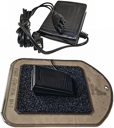 HONEYSEW Sewing Machine Foot Pedal and Power Cord for Janome Cover Pro New Home Elna BabyLock Pfaff Viking Sears with Non-Slip Foot Control Pad (033770217+Foot Control Mat)