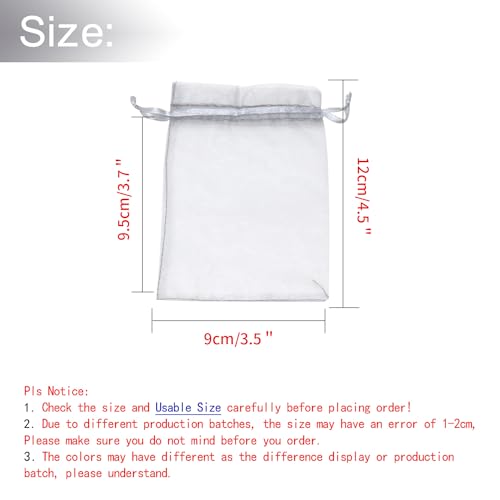 Image of Dealglad 50pcs Drawstring Organza Jewelry Candy Pouch Christmas Wedding Party Favor Gift Bags (3.5x4.5 inch, Gray)