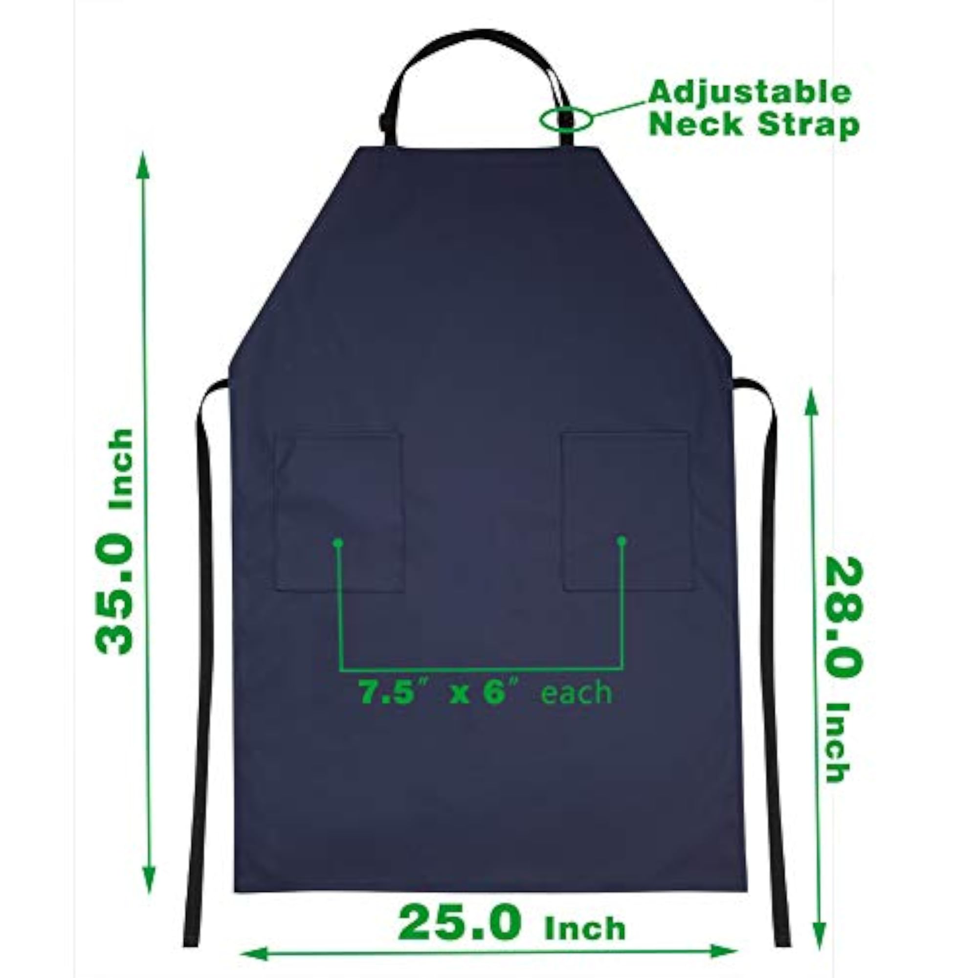 Waterproof Rubber Vinyl Apron with 2 Pockets, Practical Kitchen Wear