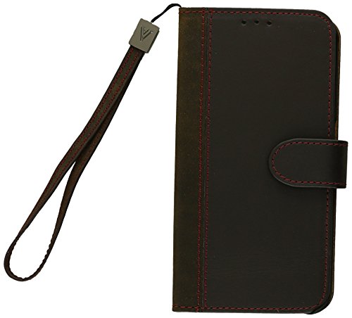 AceAbove Leather Wallet Cover with Hand Strap for Samsung Galaxy S6 Edge - Dark Brown