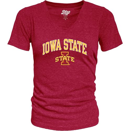 Blue 84 Women's Iowa State Cyclones Heathered Team Color Confetti T Shirt, Iowa State Cyclones Cardinal, Small