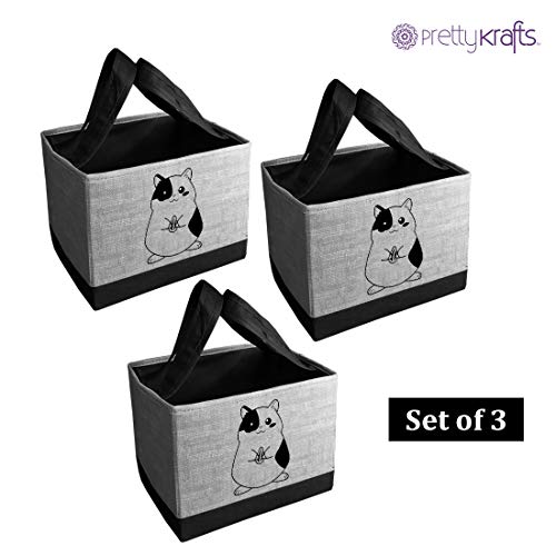 Image of PrettyKrafts Square Storage Organizer Box (Jute Grey, Standard) - Pack of 3