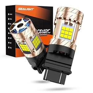 SEALIGHT 3157 LED Bulb, LED Reverse Light Bulb Anti Hyper Flashing, With Built in Resistor, 3200LM Super Bright White for Backup Reverse and Tail Blinker Brake Light, Plug N Play, Pack of 2