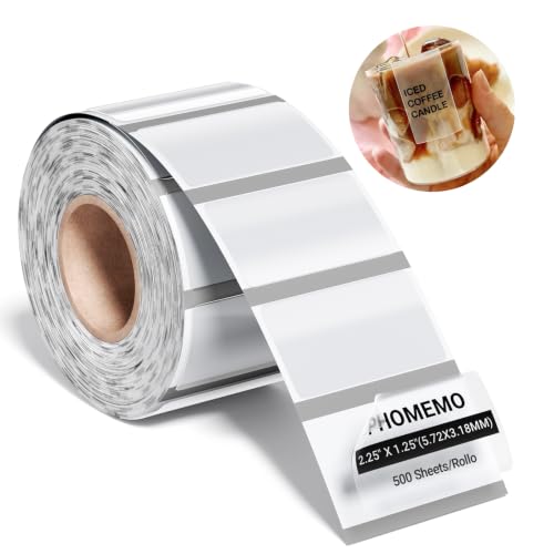 Image of Phomemo 2.25x1.25 Inch Transparent Thermal Labels, 500Pcs | Clear Self-Adhesive Thermal Label Stickers, Waterproof Thermal Label for DIY Custom Logo, Small Business Inventory Price Tags