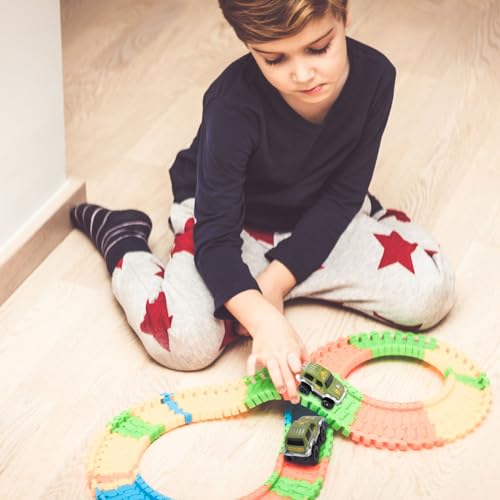 Kompatibel mit Strax Bahn Auto Original für Magic Tracks Auto Rennbahn Kinder 4 Jahre Rennstrecken-Spielspielzeug für Kinder-Rennwagen-Strecken-Spielzeug Autoachterbahn Kompatibel mit Strax Auto