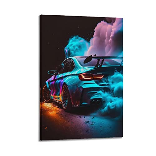 HALOUB Affiche de Voiture de Course pour BMW M2 - Peinture Décorative sur Toile pour Voiture de Sport de Luxe - Décoration Murale pour Chambre à Coucher - 30 x 45 cm