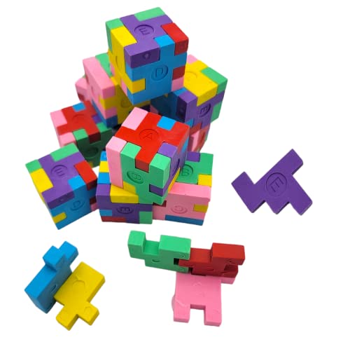 Zugar Land PUXER Colorful 1.125 Inch Puzzle Cube Erasers (12 Pack) 1.125". Fidget Fun Rubber Erasers. Game Time Home School Work Incentive thumb #4