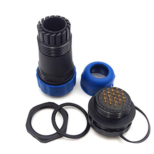 Szjelen Sd28 28Mm 19Pin Panel Waterproof Connector Ip68, Circular Cable Gland Cap Connector (19-Pin, Panel Mount-Plug(Male)&Socket(Female)) #TOP7