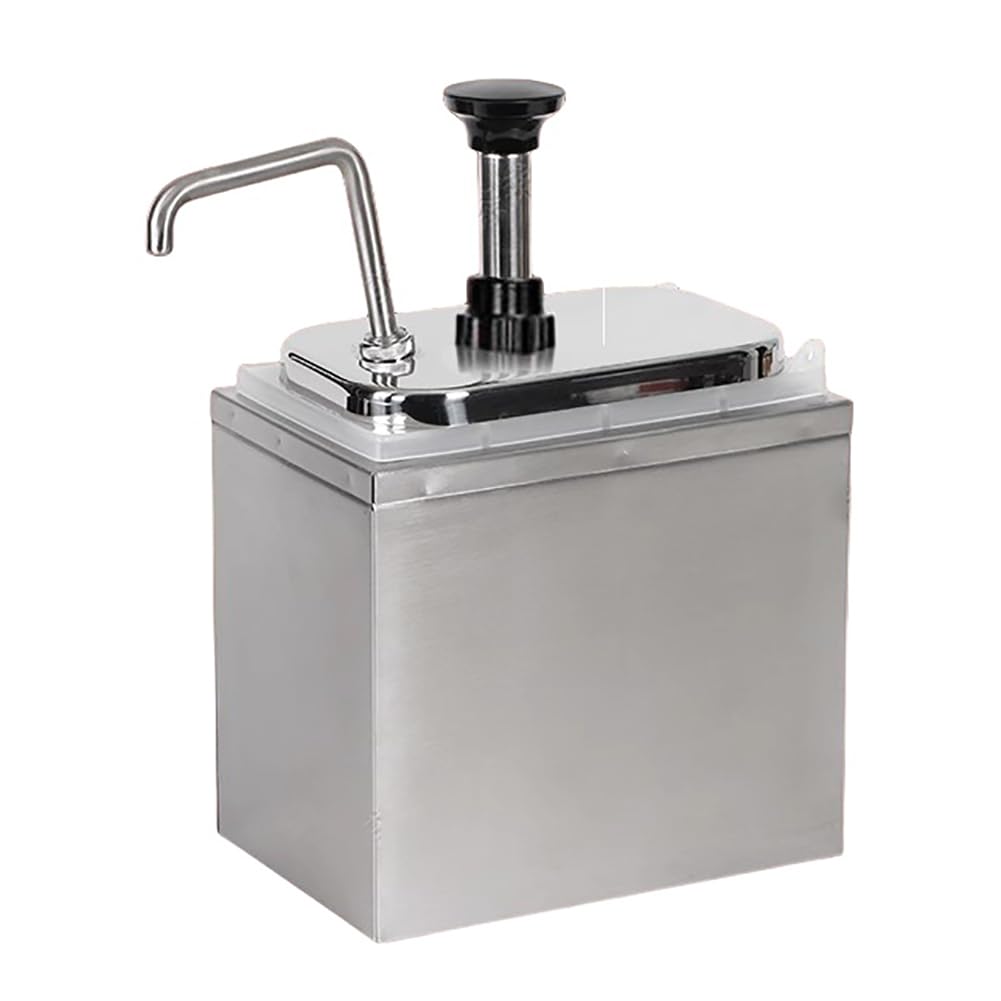 Dispensador De Salsa De Acero Inoxidable 2-10L, Bomba De Condimentos De Gran Capacidad, Recipiente De Condimento Prensado A Mano Extraíbles con Estación De Bomba Y Jarra,2l