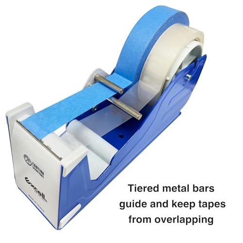 Excell Deluxe Twin Wide Metal Multi-Roll Desktop Tape Dispenser with Tiered Metal Separator Bars, EX-2272, 2 inch Wide, 3 inch Core - Thumbnail 3