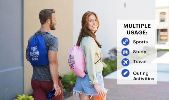 Custom Drawstring Backpacks Bulk (10–1000 Pack), Personalized Promotional Bags with Logo or Text, Lightweight Gym, Travel & Everyday Use - Image 5