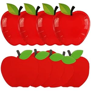 50Pcs Apple Plates and Napkins Party Supplies, Disposable Back to school Plates Napkins First day of school Tableware Set for Preschool Kindergarten Teacher Graduation Decorations (Apple)